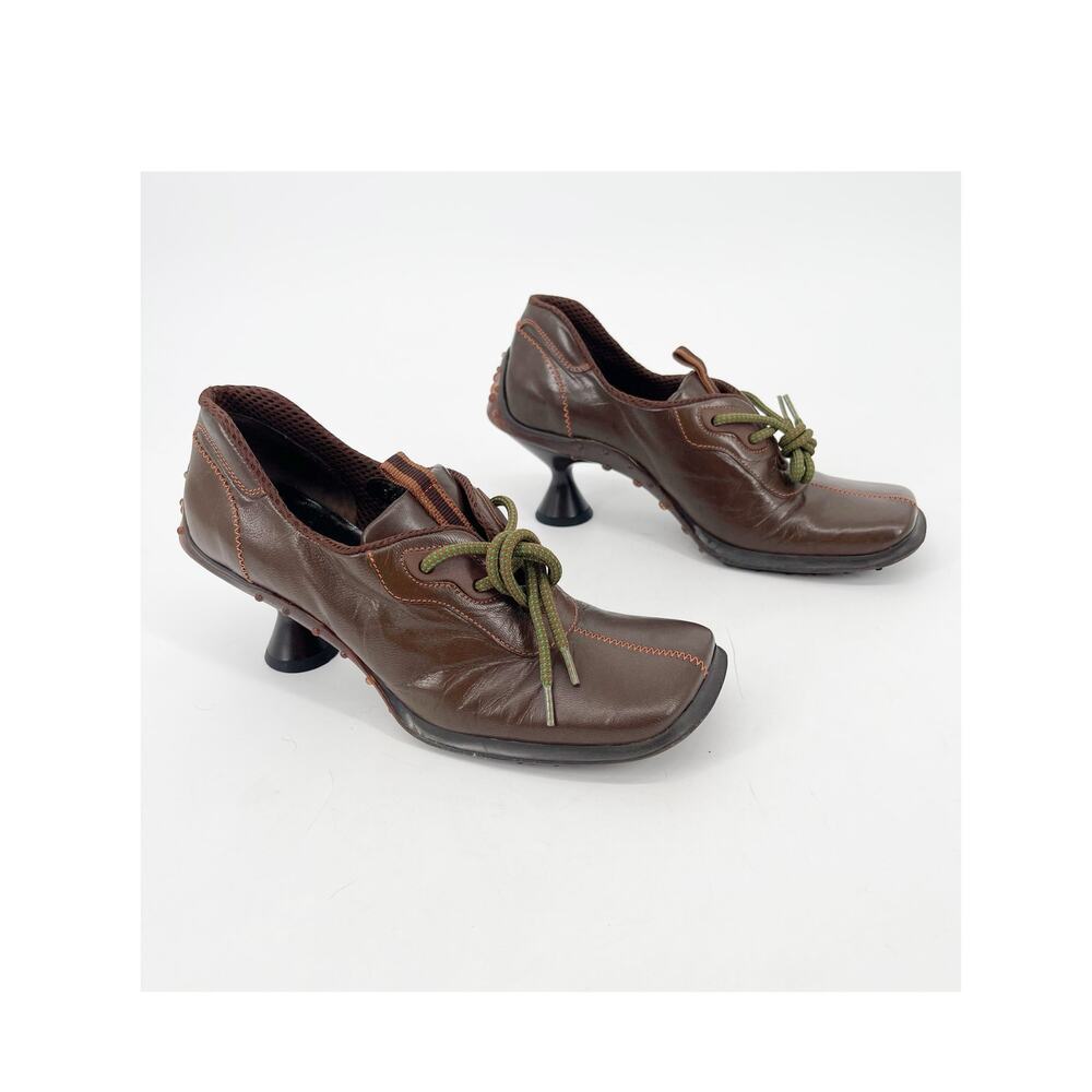Miu Miu Vintage Fall 1999 Runway Brown Sporty Bubble Sole Sneaker Heels IT 36